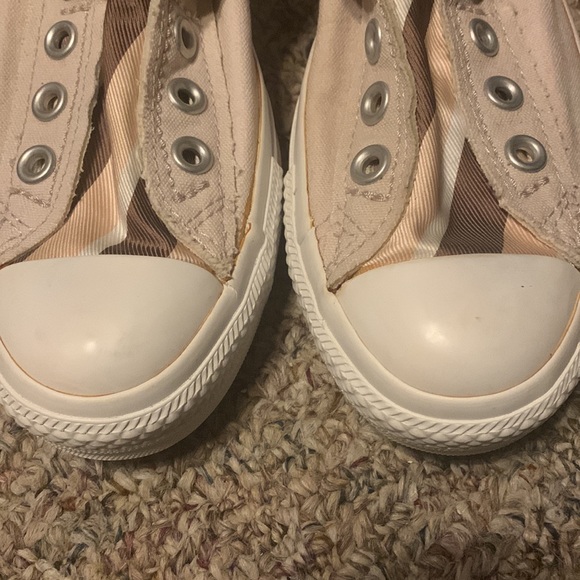 Converse low slip-on No laces Cream with stripe tongue 7 women 5 men Brown/tan - Picture 5 of 10